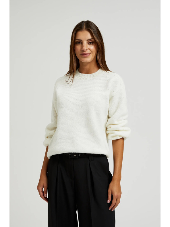 Moodo Weißer Pullover mit Ballonärmeln