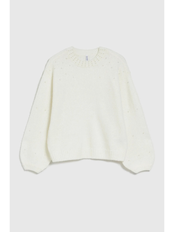 Moodo Weißer Pullover mit Ballonärmeln