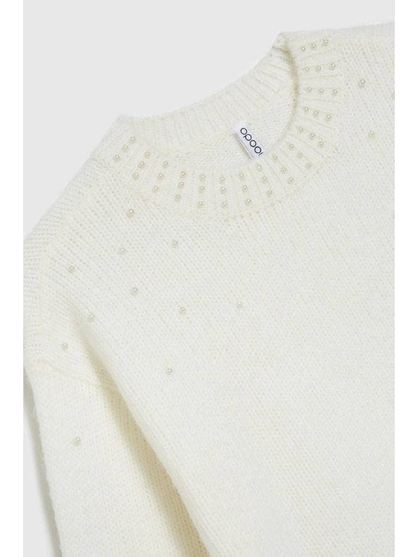 Moodo Weißer Pullover mit Ballonärmeln