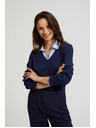 Moodo Dunkelblauer Pullover mit Hemdkragen