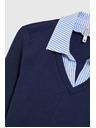 Moodo Dunkelblauer Pullover mit Hemdkragen