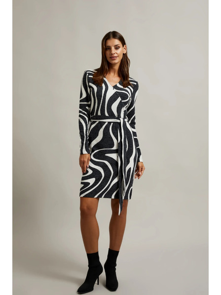 Moodo Schwarz-weiße Wickelkleid