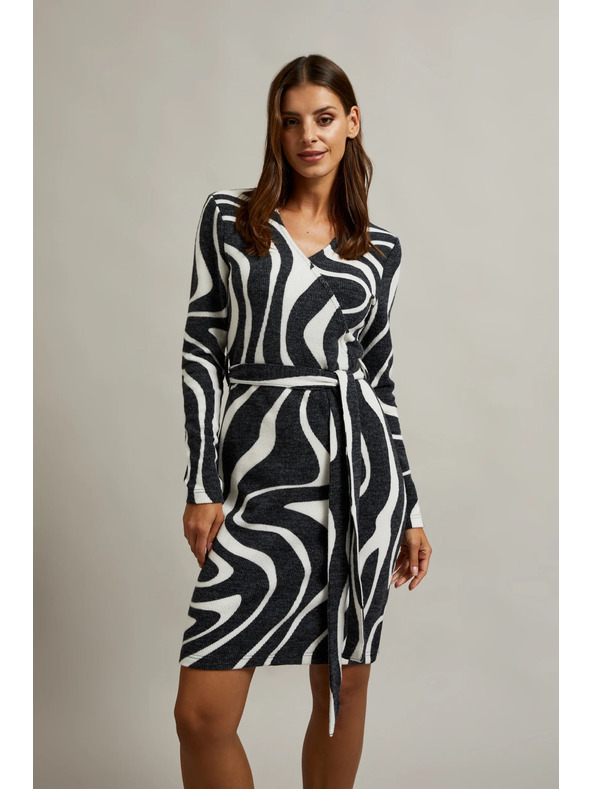 Moodo Schwarz-weiße Wickelkleid