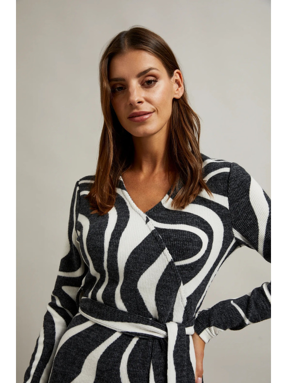 Moodo Schwarz-weiße Wickelkleid