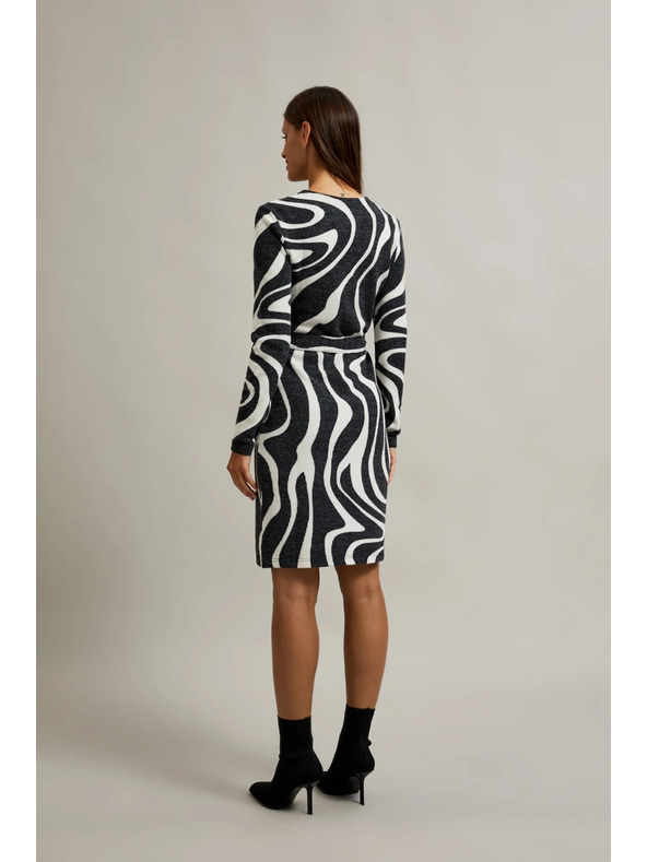 Moodo Schwarz-weiße Wickelkleid