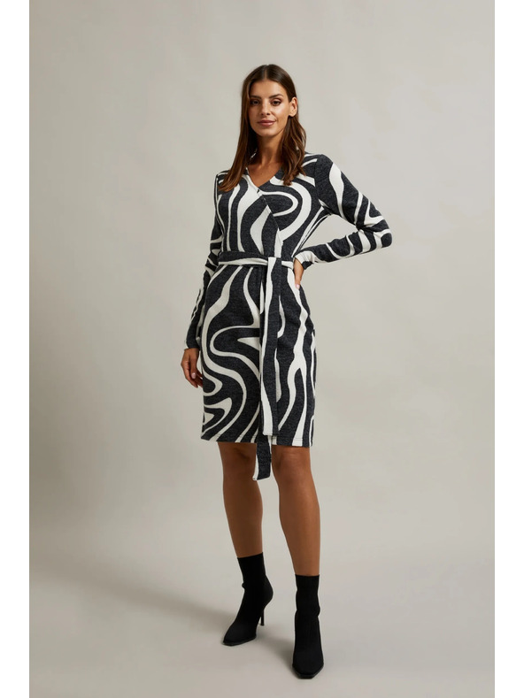 Moodo Schwarz-weiße Wickelkleid