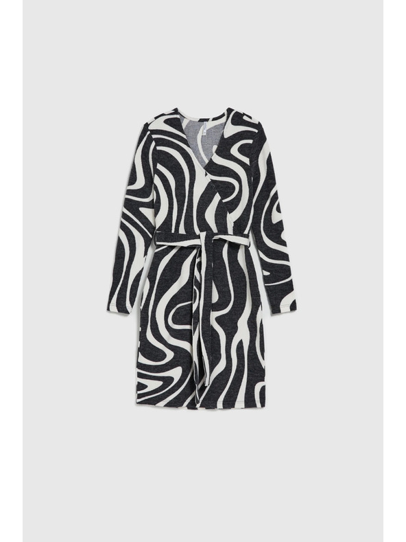 Moodo Schwarz-weiße Wickelkleid