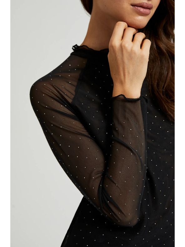 Moodo Schwarzer Rollkragen-Langarmtop