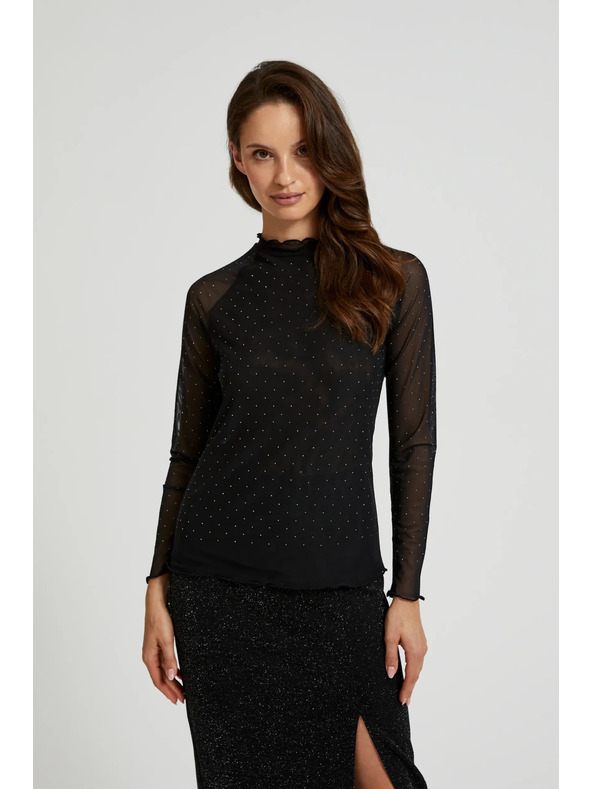 Moodo Schwarzer Rollkragen-Langarmtop