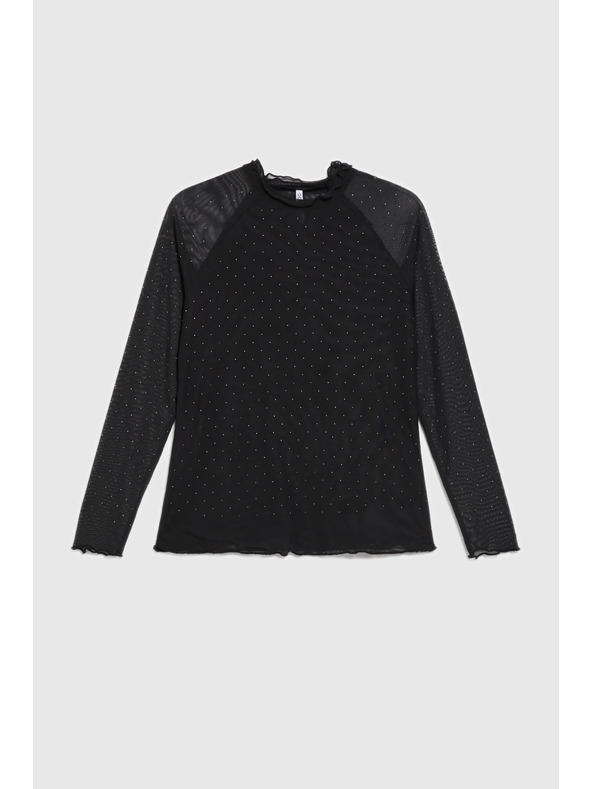 Moodo Schwarzer Rollkragen-Langarmtop