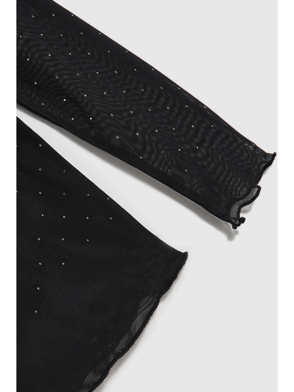 Moodo Schwarzer Rollkragen-Langarmtop