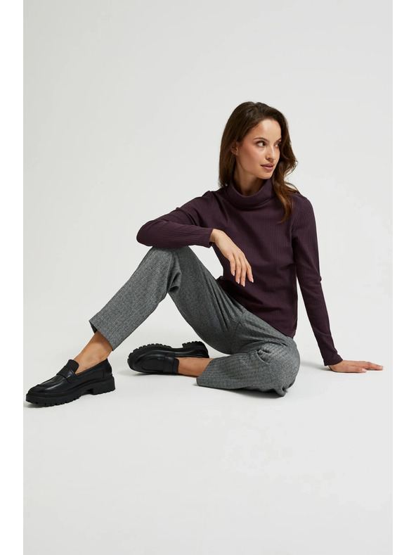 Moodo Dunkelviolettes Damen-Langarmoberteil