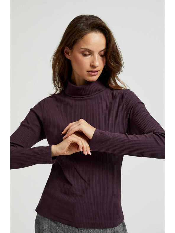 Moodo Dunkelviolettes Damen-Langarmoberteil