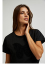 Moodo Schwarzes T-Shirt mit kurzen Ärmeln