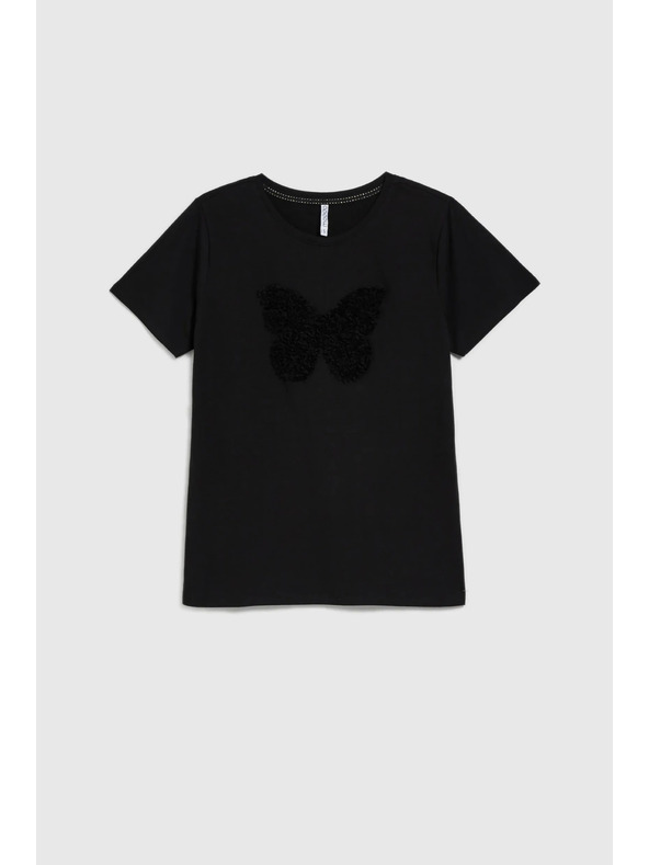 Moodo Schwarzes T-Shirt mit kurzen Ärmeln