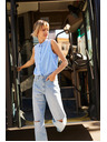 Moodo Blaue zerrissene Damenjeans Moodo
