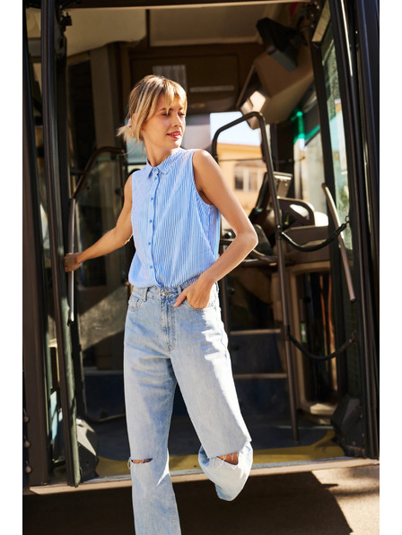 Moodo Blaue zerrissene Damenjeans Moodo