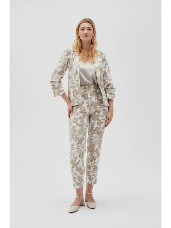 Moodo Weiße geblümte Damenhose Moodo