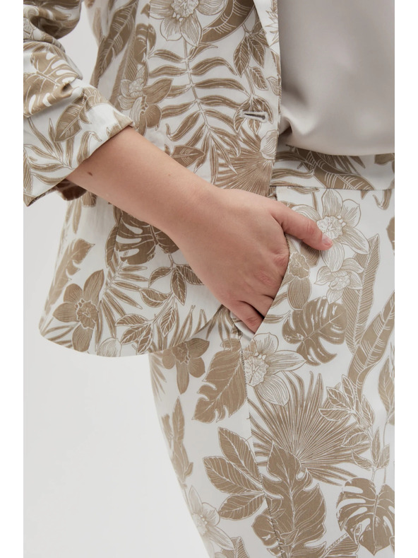 Moodo Weiße geblümte Damenhose Moodo