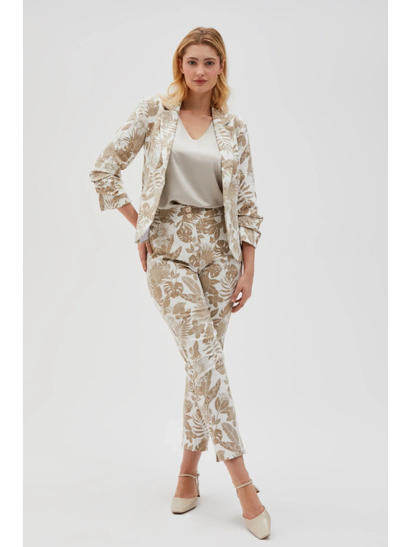 Moodo Weiße geblümte Damenhose Moodo