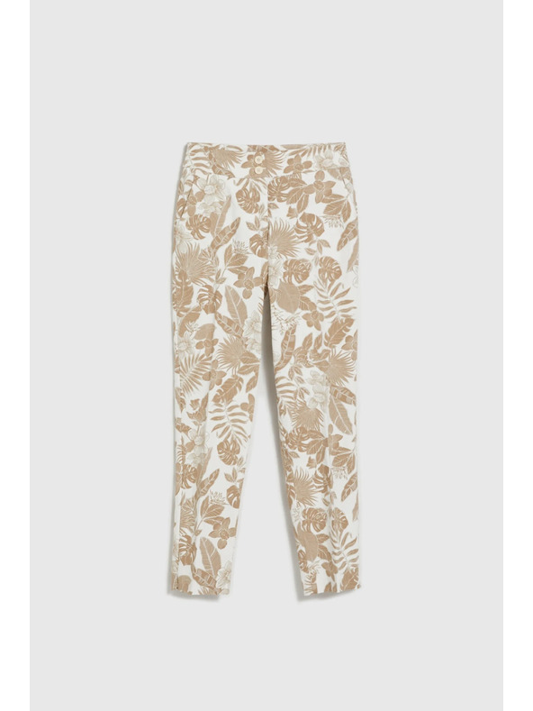 Moodo Weiße geblümte Damenhose Moodo