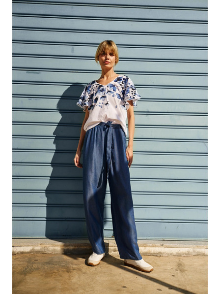 Moodo Blaue lockere Damenhose Moodo