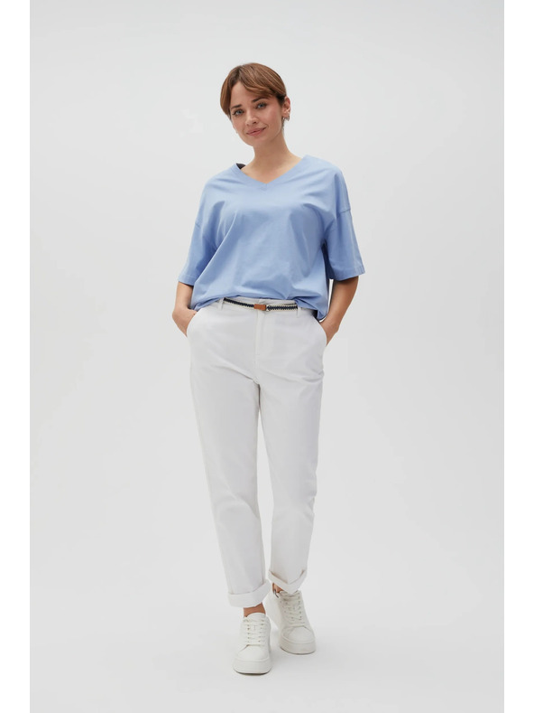 Moodo Weiße Damenhose mit Gürtel Moodo