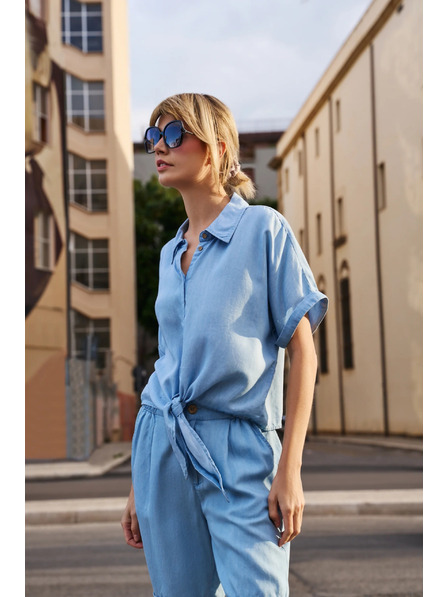Moodo Blaue Damenbluse Moodo