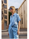 Moodo Blaue Damenbluse Moodo