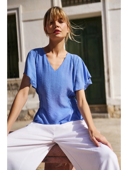 Moodo Blaue Damenbluse Moodo