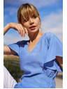 Moodo Blaue Damenbluse Moodo