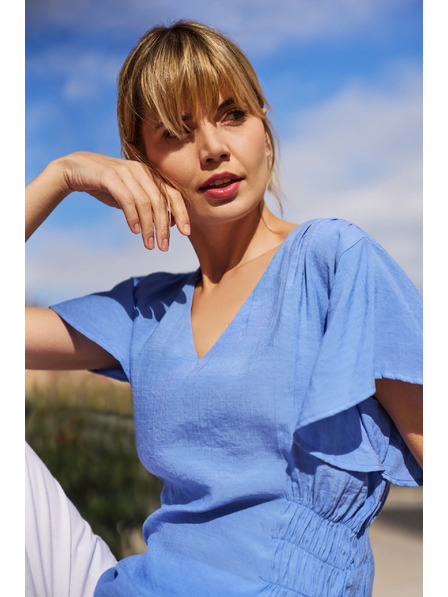 Moodo Blaue Damenbluse Moodo