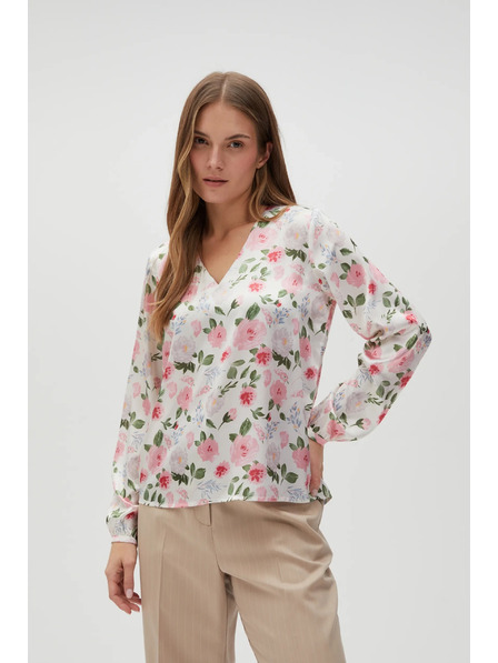 Moodo Weiße Blumen-Damenbluse Moodo