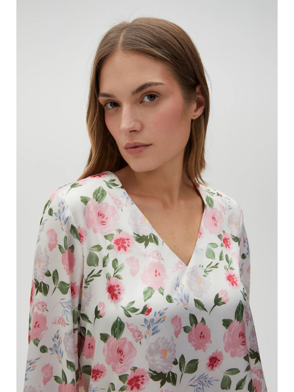 Moodo Weiße Blumen-Damenbluse Moodo