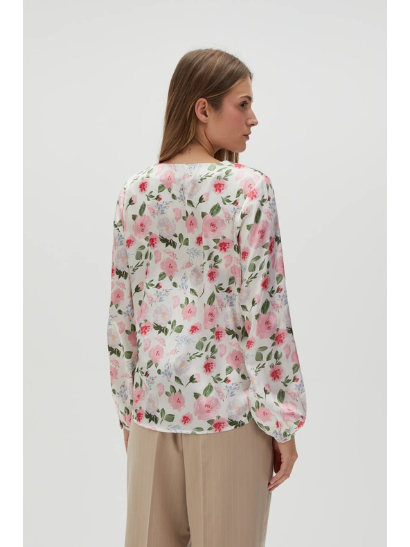 Moodo Weiße Blumen-Damenbluse Moodo