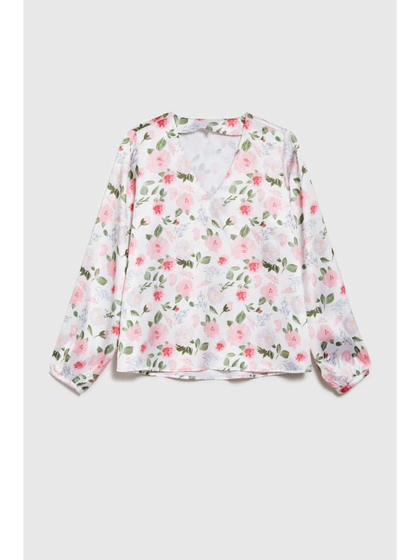 Moodo Weiße Blumen-Damenbluse Moodo