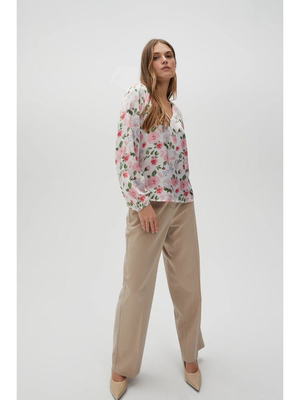 Moodo Weiße Blumen-Damenbluse Moodo