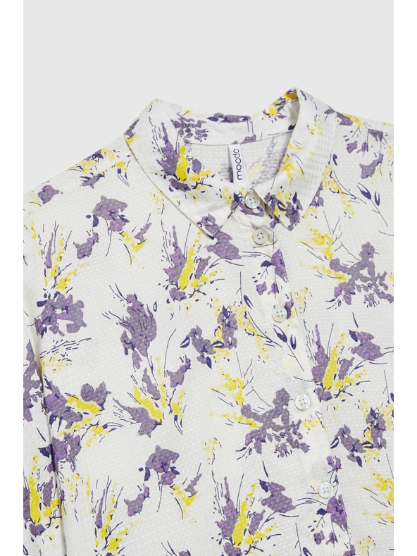 Moodo Helles Blumen-Damenhemd Moodo