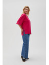 Moodo Fuchsiafarbenes Damen-Sweatshirt mit Schlitzen Moodo