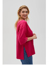 Moodo Fuchsiafarbenes Damen-Sweatshirt mit Schlitzen Moodo