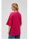 Moodo Fuchsiafarbenes Damen-Sweatshirt mit Schlitzen Moodo