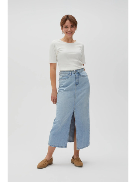 Moodo Langer Jeans-Rock mit Schlitz Moodo
