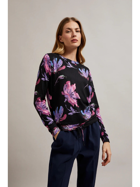 Moodo Lila-schwarzer Blumenpullover