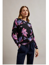 Moodo Lila-schwarzer Blumenpullover