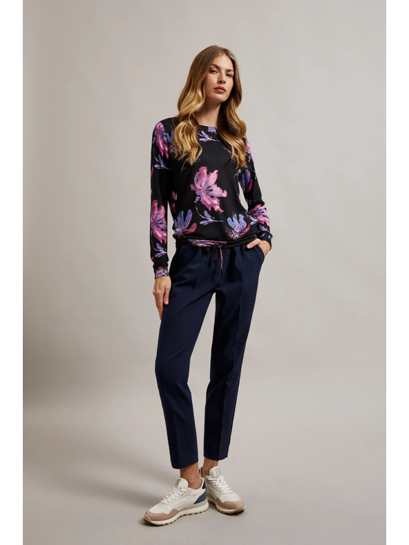 Moodo Lila-schwarzer Blumenpullover