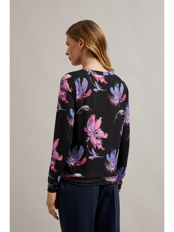 Moodo Lila-schwarzer Blumenpullover