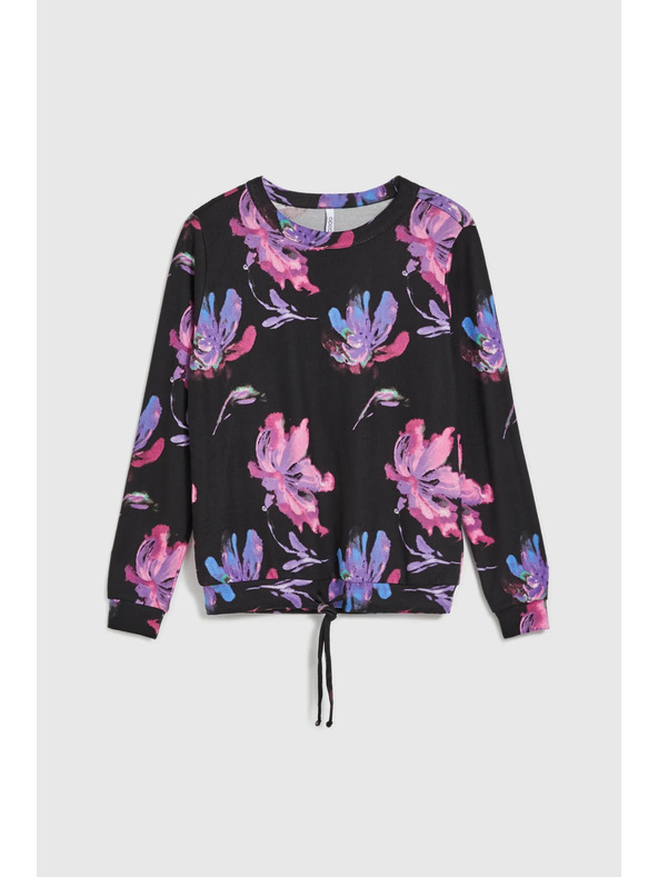 Moodo Lila-schwarzer Blumenpullover