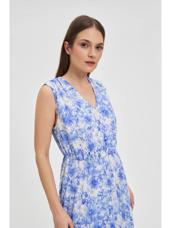 Moodo Gemustertes blaues Damenkleid Moodo