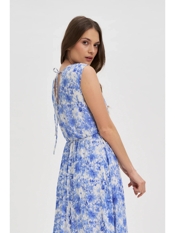 Moodo Gemustertes blaues Damenkleid Moodo