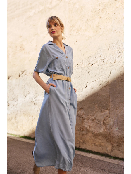 Moodo Blaues Damen-Shirt-Kleid Moodo
